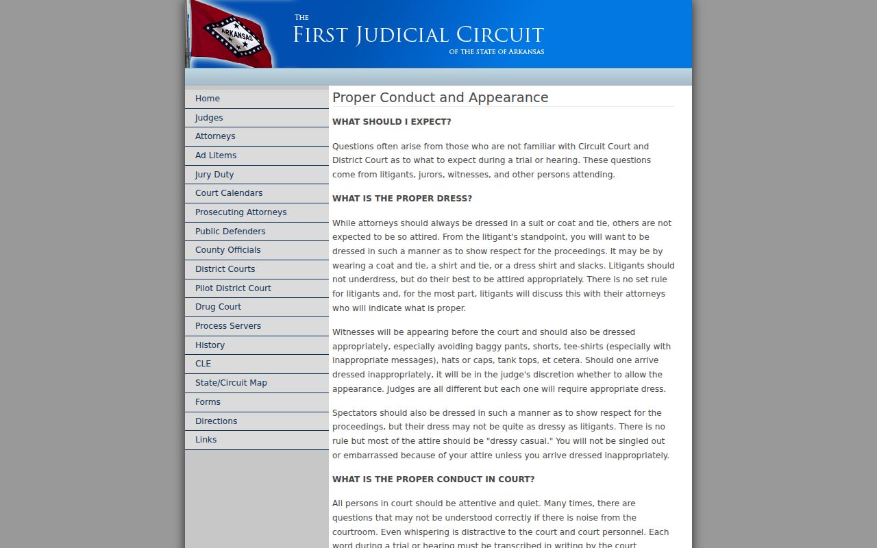 St. Francis County court calendar First Circuit judges directory