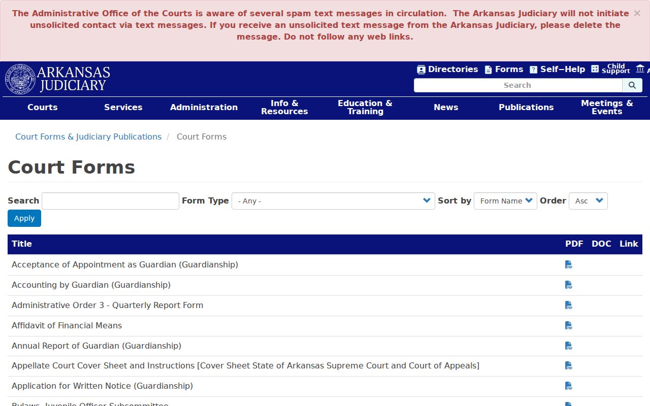 St. Francis County court records and Arkansas court forms