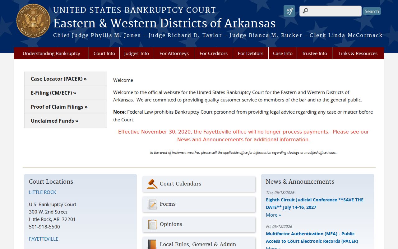 Hughes court docket distinction from Arkansas federal bankruptcy records