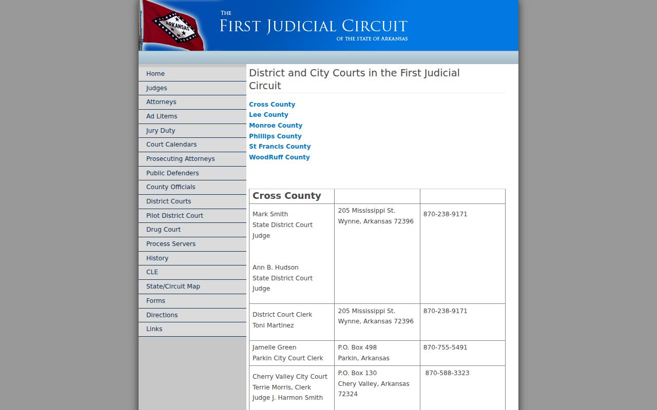 St. Francis County court docket department contacts