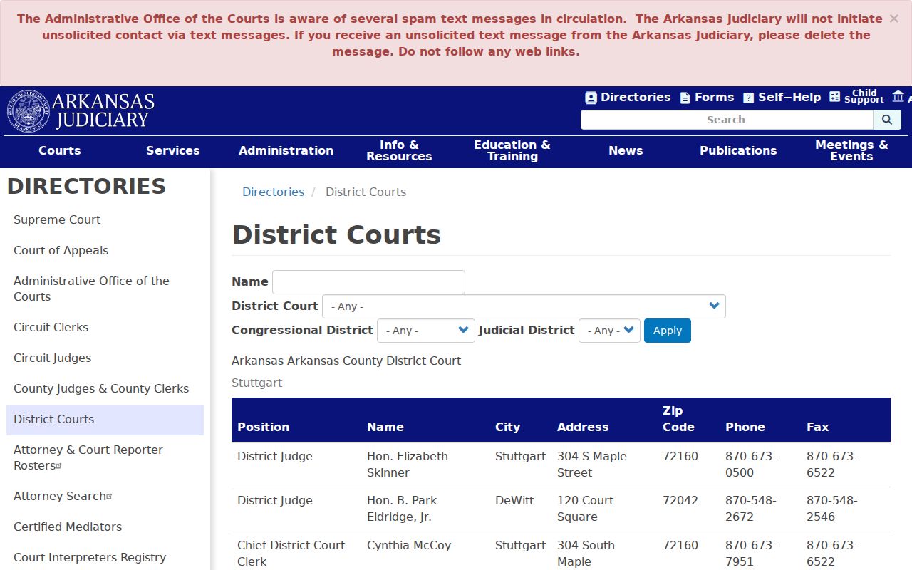 St. Francis County District Court docket directory