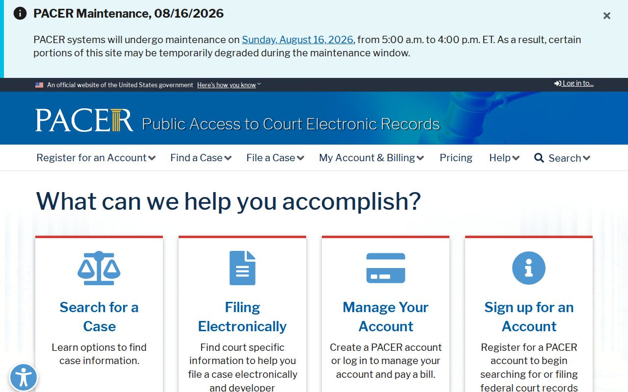 Palestine court docket distinction from PACER federal case access