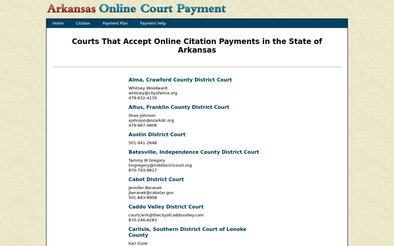 St. Francis County traffic court records payment participation list